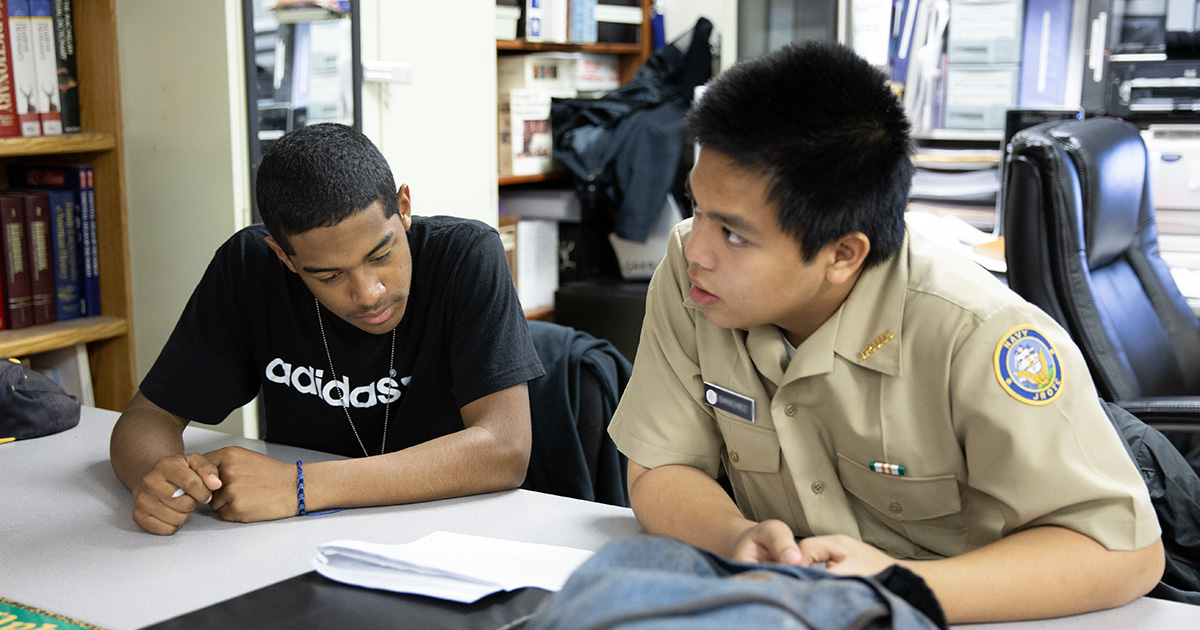 Students working in classroom