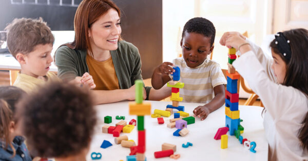 Children playing blocks