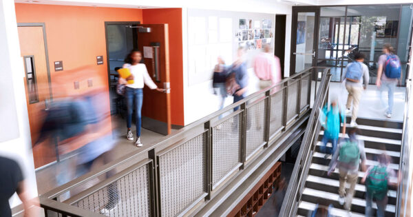 High school students passing through the hall