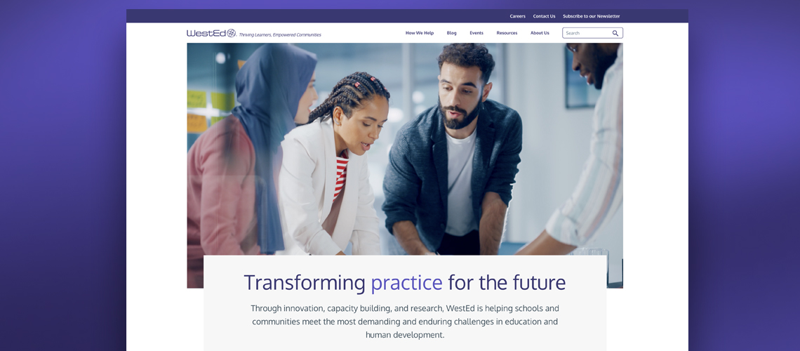 Screenshot of new website