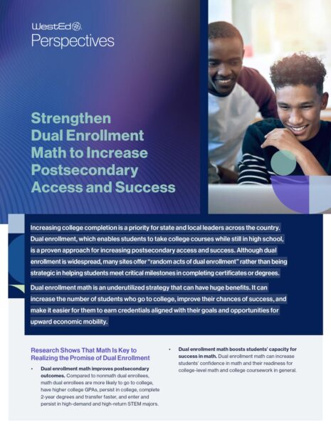 Strengthens Dual Enrollment Math to Increase Postsecondary Access and Success