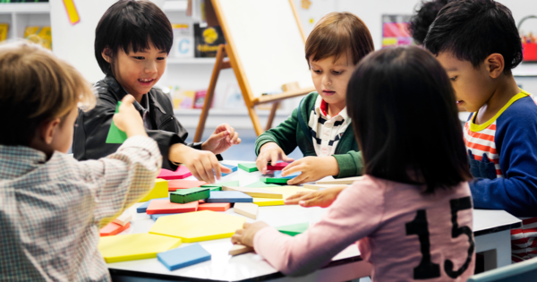 A diverse group of students learning