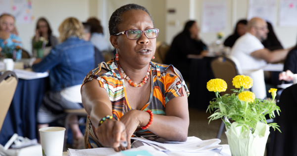 African American woman performing professional development