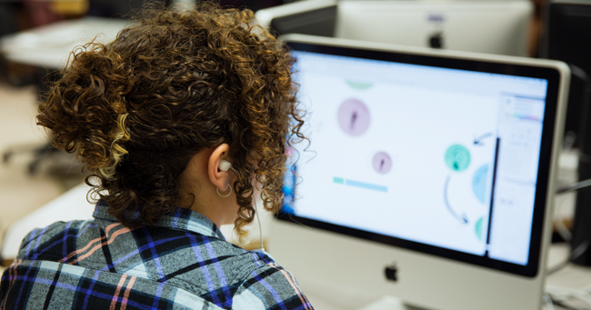 Student working on computer