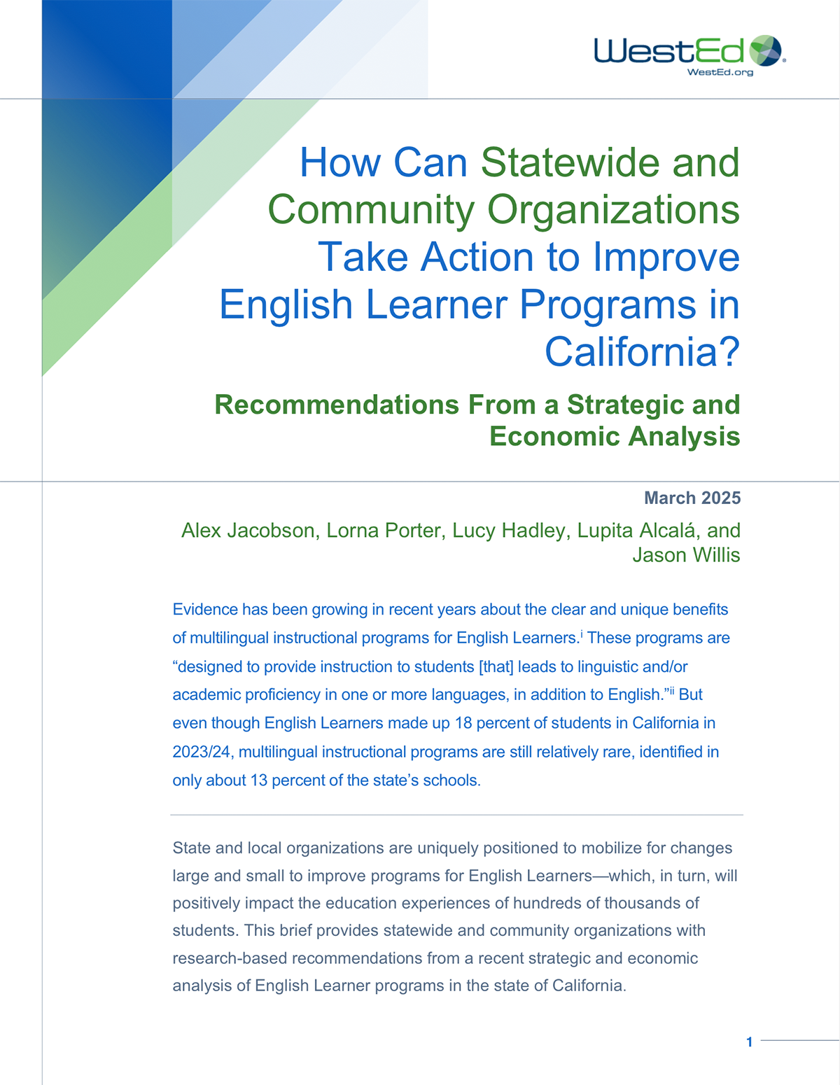 How Can Statewide and Community Organizations Take Action to Improve English Learner Programs in California?