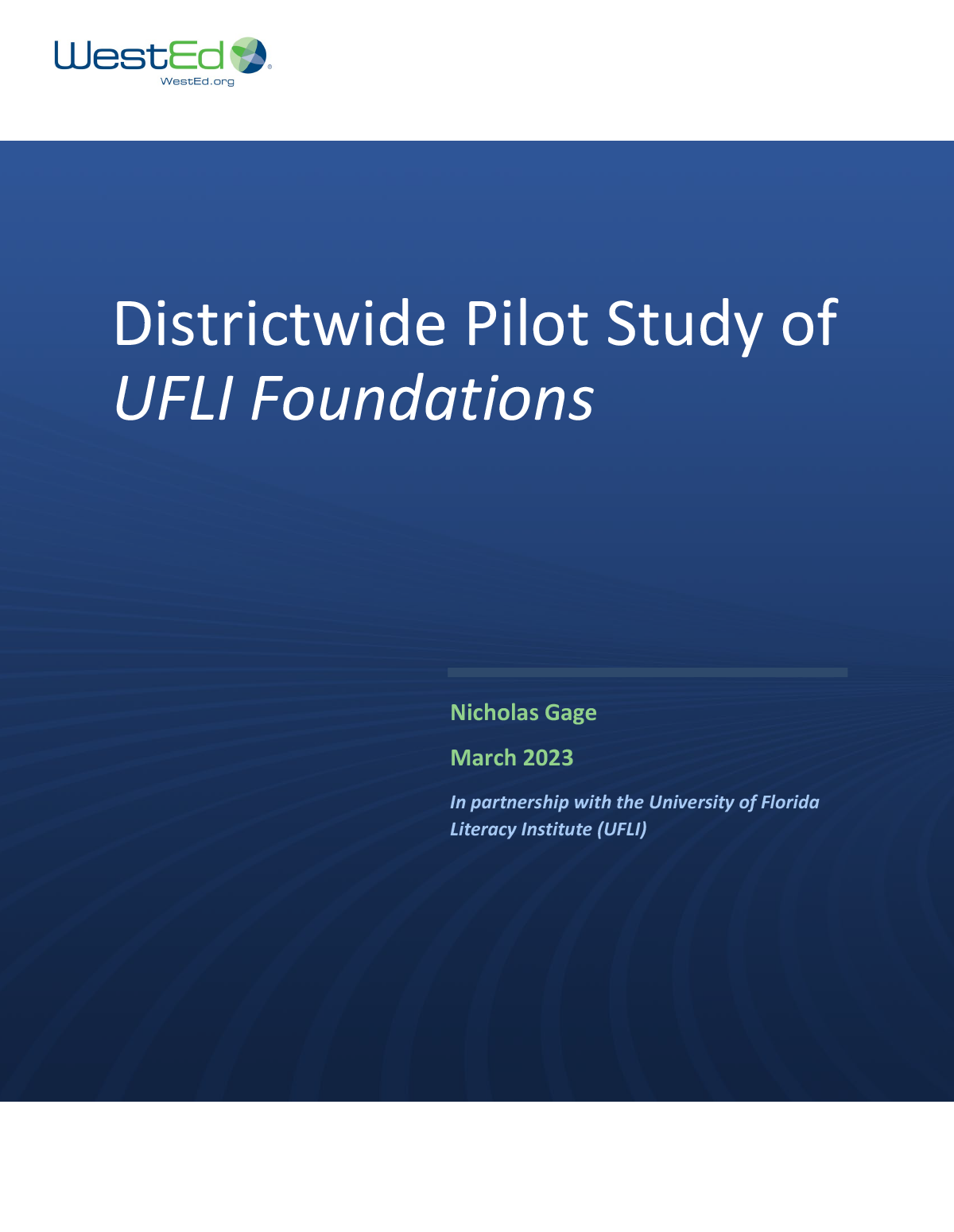 Districtwide Pilot Study of UFLI Foundations
