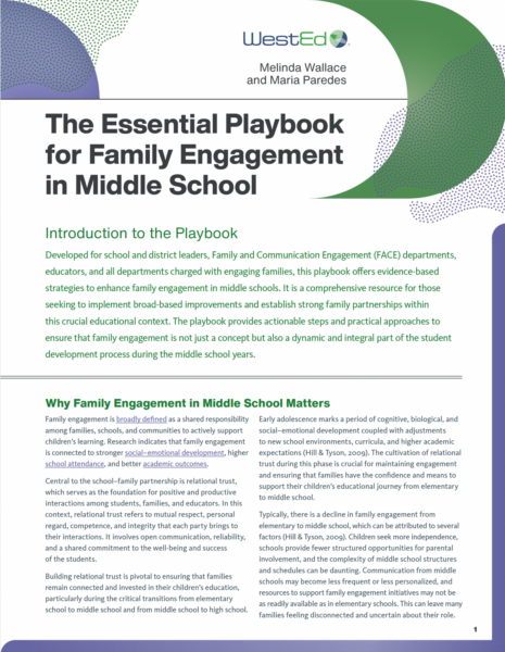 The Essential Playbook for Family Engagement in Middle School