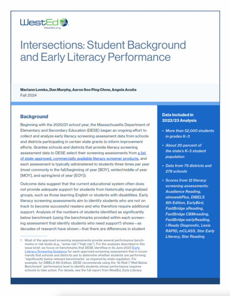 Intersections: Student Background and Early Literacy Performance featured cover image