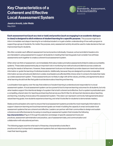 Key characteristics of a Coherent and Effective Local Assessment System